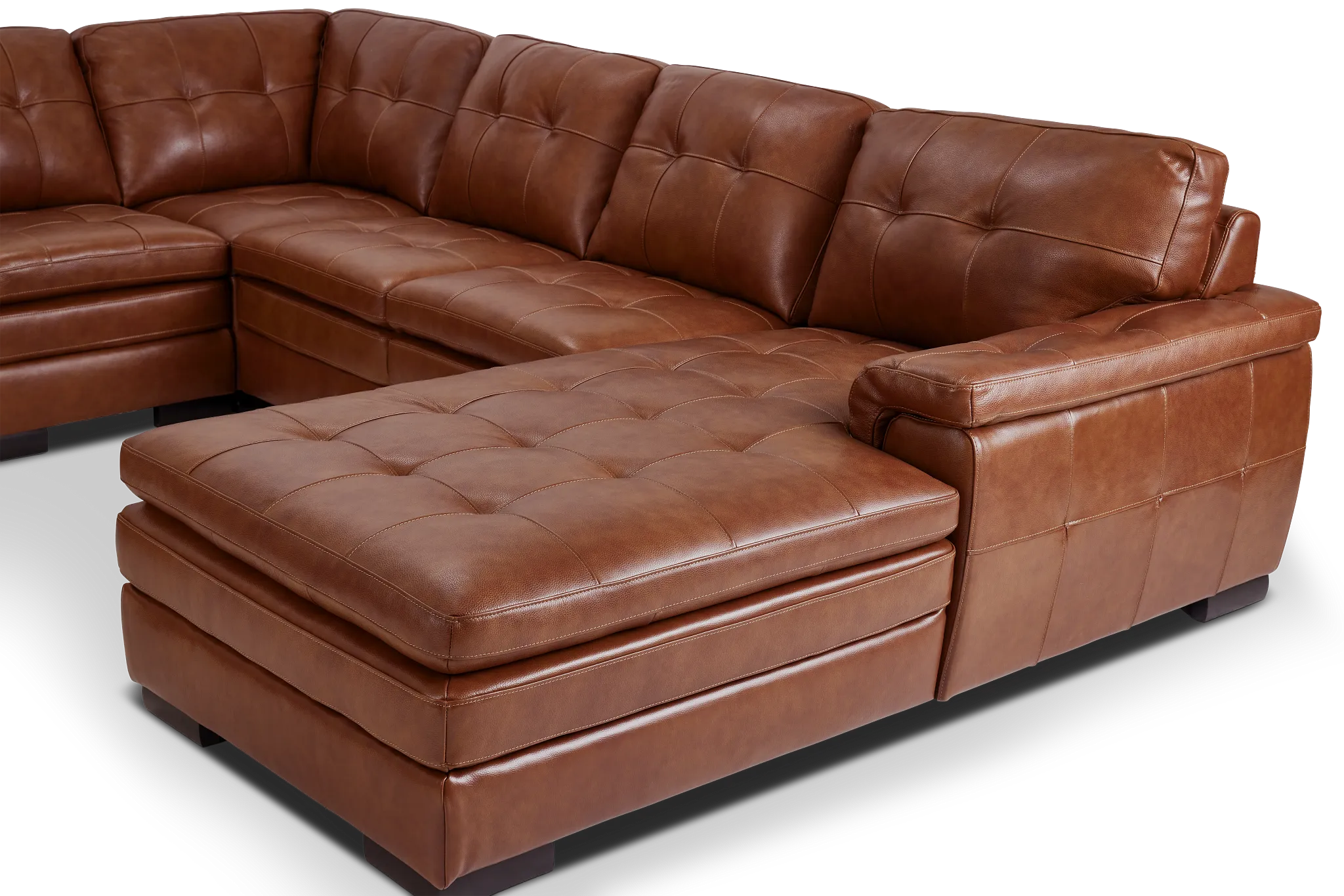 Braden Medium Brown Leather Large Right Chaise Sectional