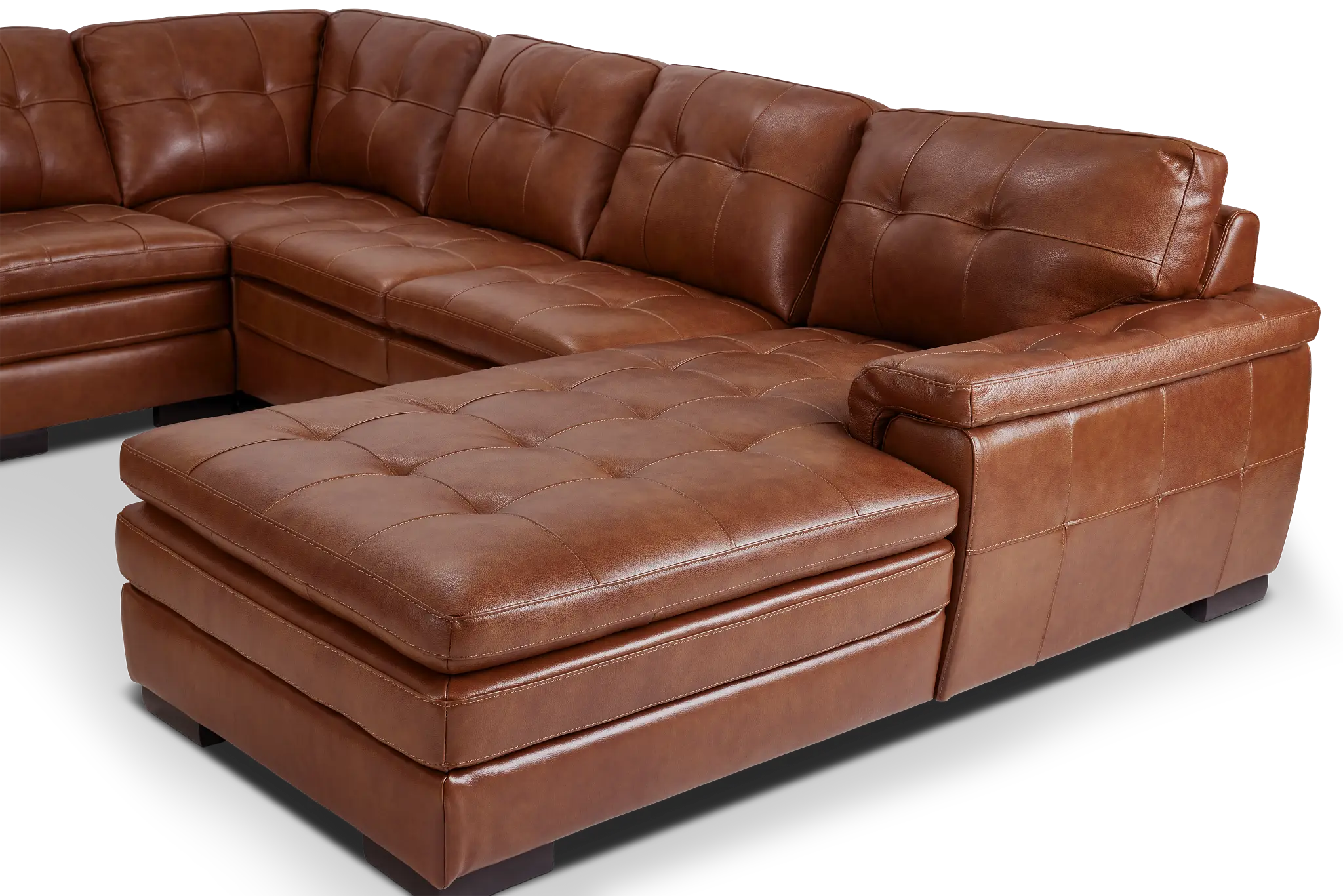 Braden Medium Brown Leather Large Right Chaise Sectional Braden Medium Brown Leather Large Right Chaise Sectional
