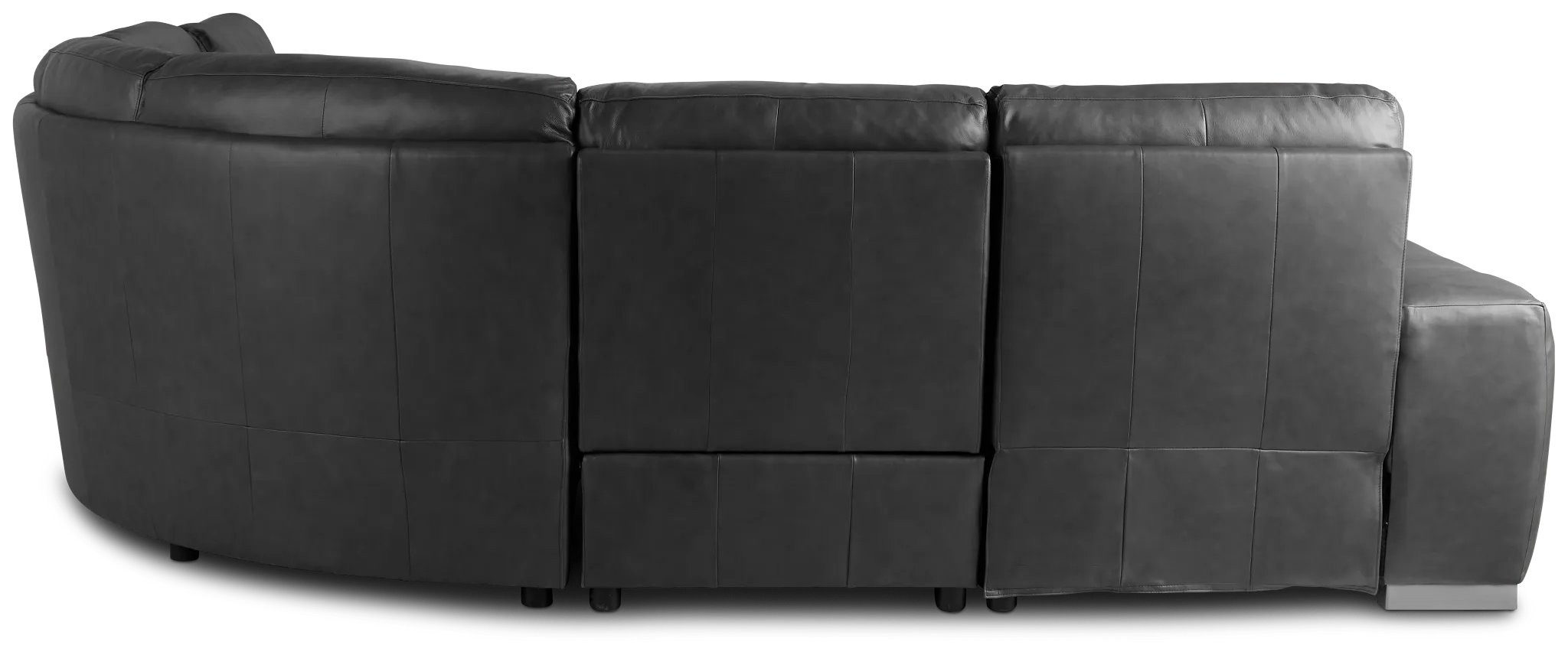 Elba Dark Gray Leather Medium Dual Power Left Chaise Sectional