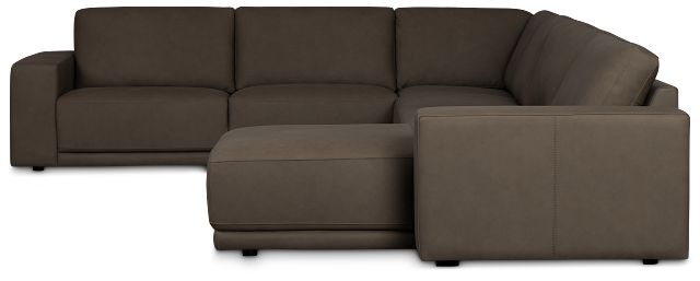Kellan Dark Gray Leather Medium Right Chaise Sectional