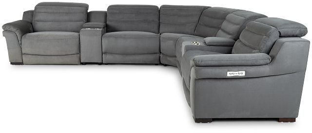 Sentinel Dark Gray Micro Large Dual Power Reclining Two-arm Sectional