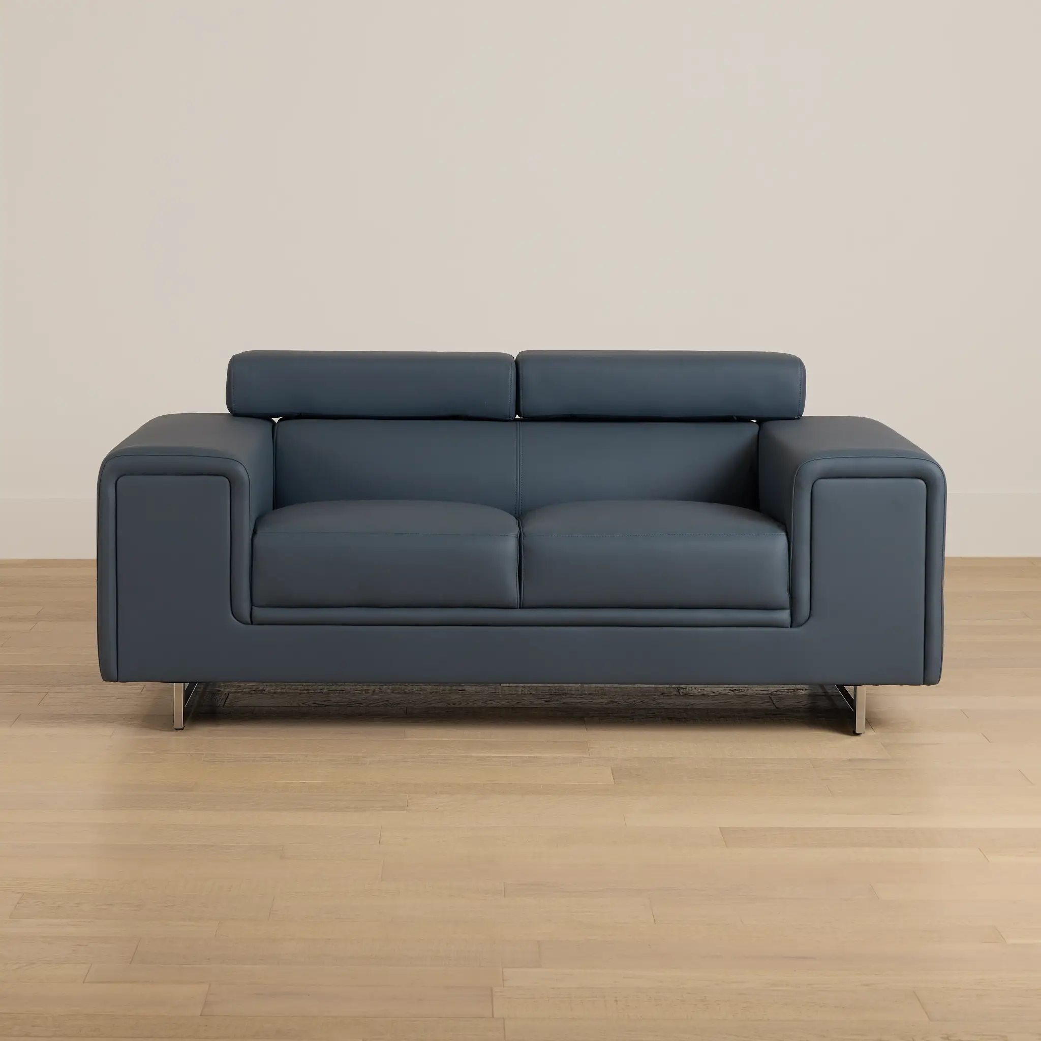 Drew Dark Blue Micro Loveseat Drew Dark Blue Micro Loveseat