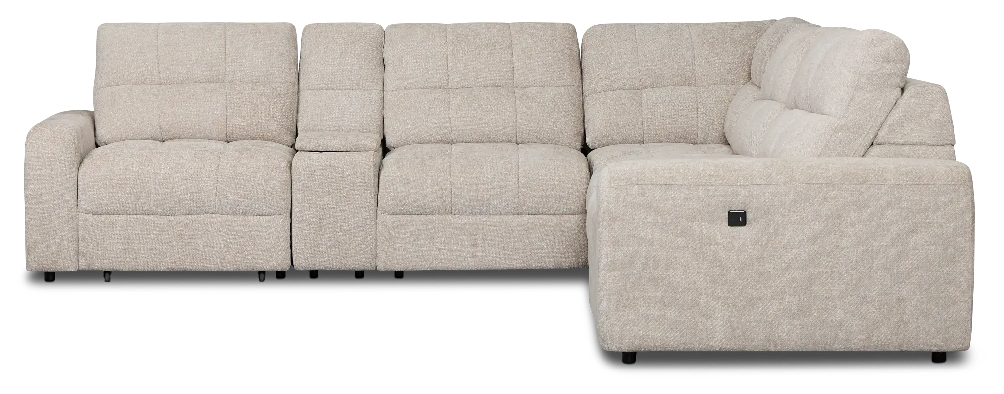 Hendrix Light Taupe Fabric Large Tri Power 2 Arm Extension Chaise Sectional Hendrix Light Taupe Fabric Large Tri Power 2 Arm Extension Chaise Sectional