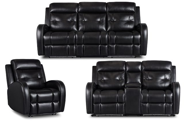 Omega Black Micro Power Reclining Living Room