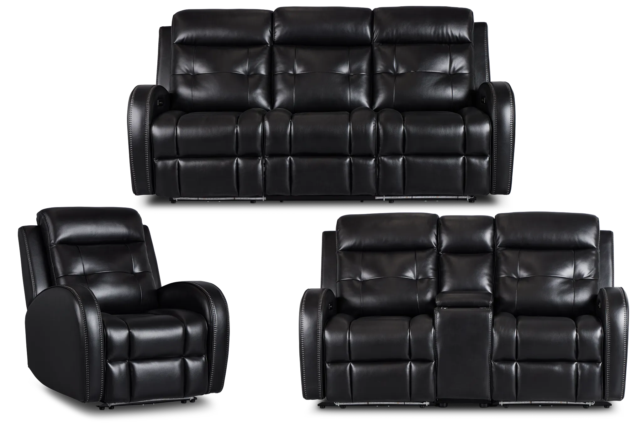 Omega Black Micro Power Reclining Living Room