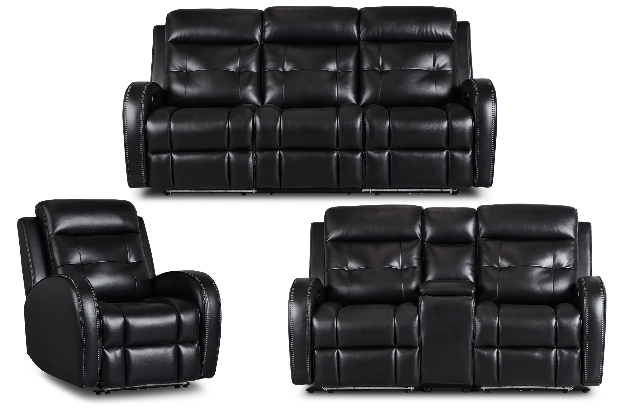 Omega Black Micro Power Reclining Living Room Omega Black Micro Power Reclining Living Room