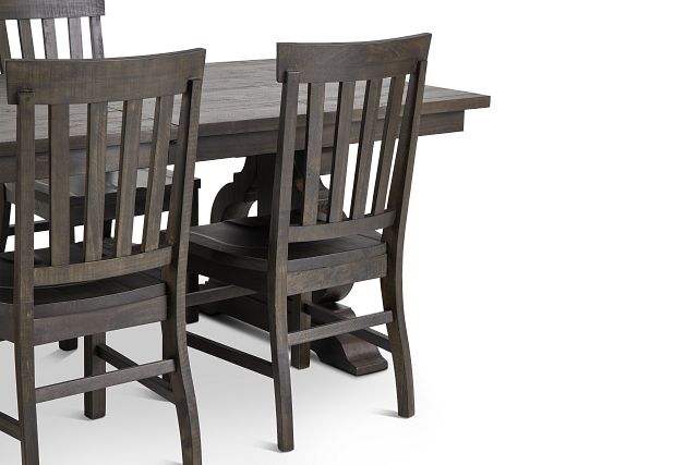 Sonoma Dark Tone Trestle Table & 4 Wood Chairs (7)