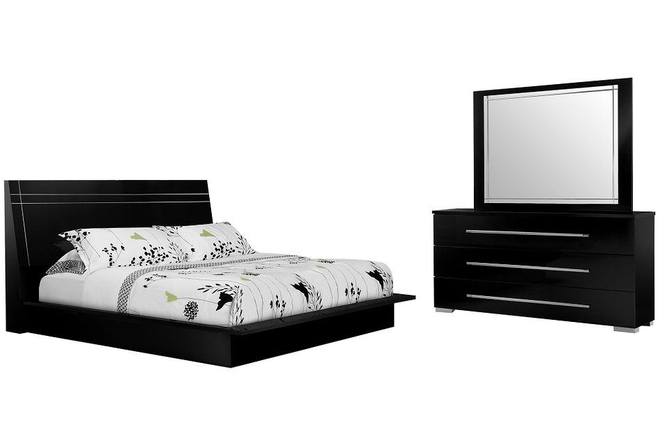 Dimora Black Wood Platform Bedroom