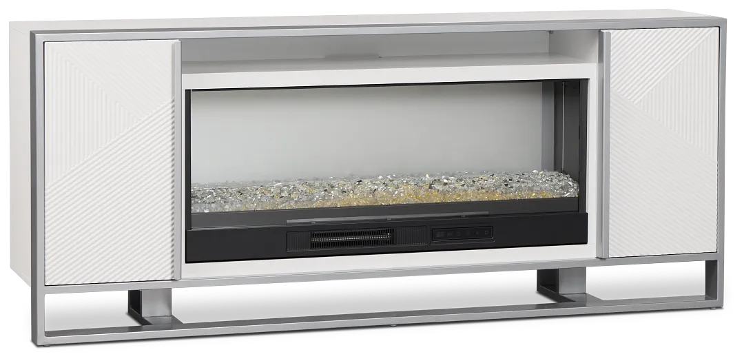 Stanley White 72" Tv Stand With Fireplace Insert
