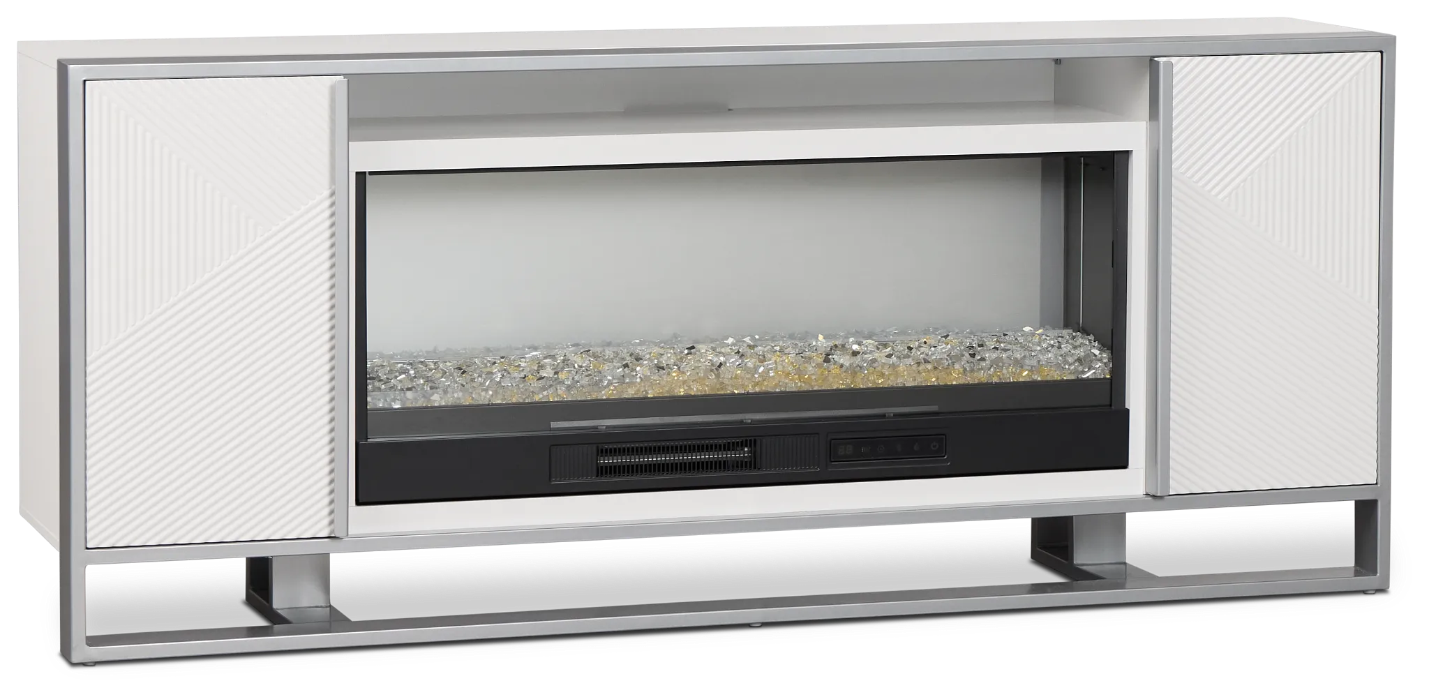 Stanley White 72" Tv Stand With Fireplace Insert