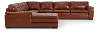 Braden Medium Brown Leather Large Left Chaise Sectional