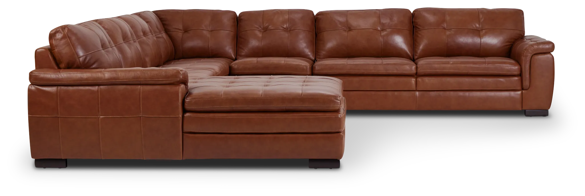 Braden Medium Brown Leather Large Left Chaise Sectional