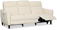 Keaton White Fabric Power Reclining Sofa W/ Power Headrest
