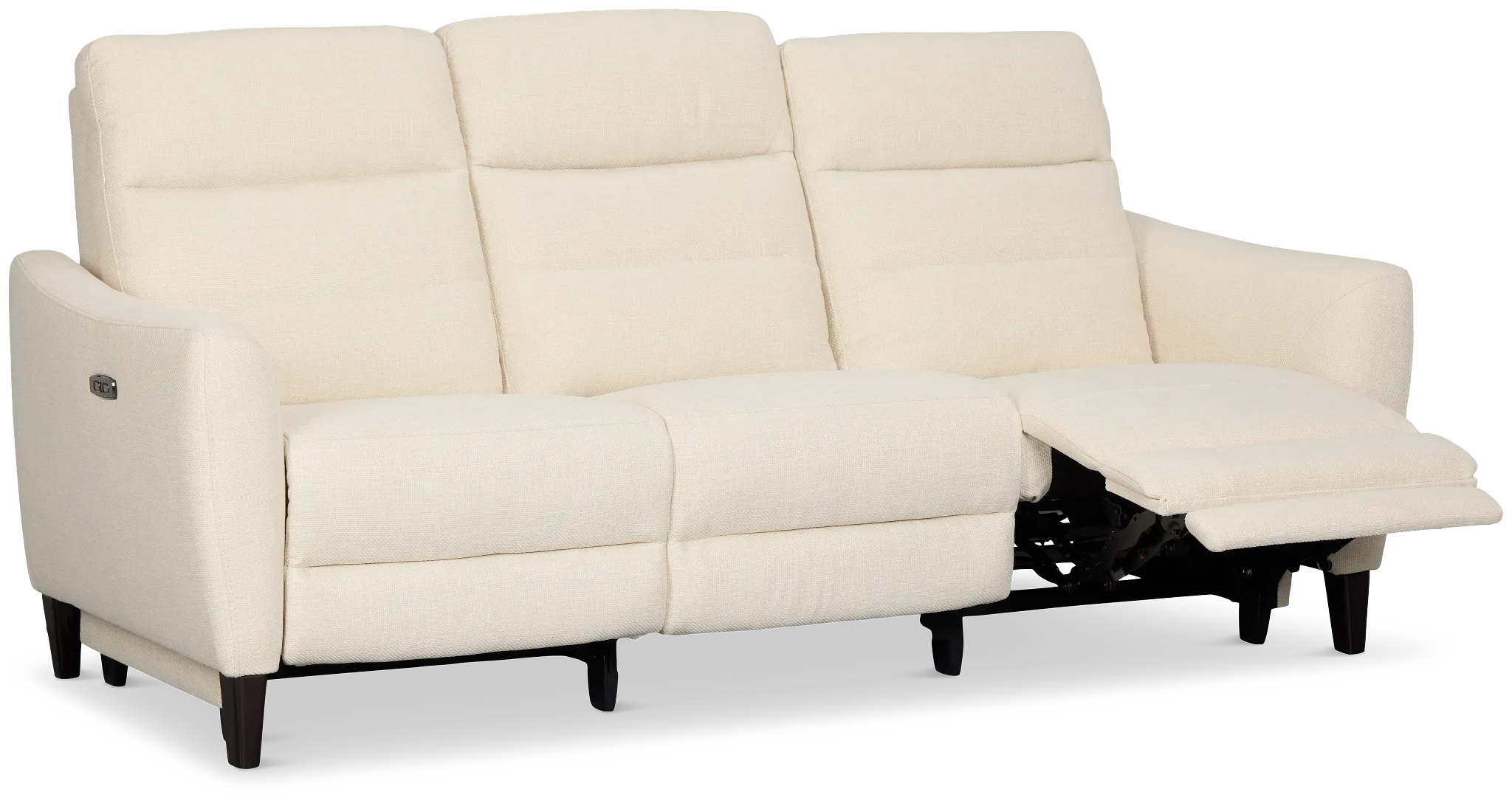 Keaton White Fabric Power Reclining Sofa W/ Power Headrest