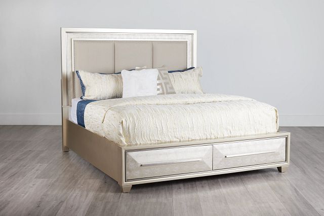 Manhattan Champagne Platform Storage Bed