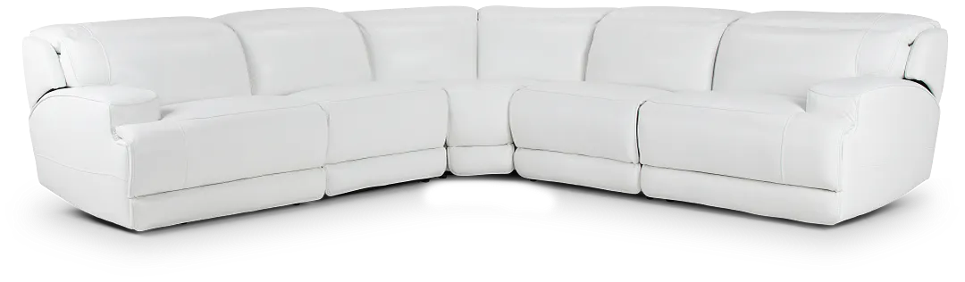 Reign White Lthr/vinyl Small Two-arm Power Reclining Sectional