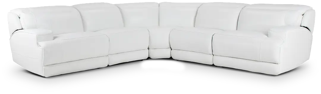 Reign White Lthr/vinyl Small Two-arm Power Reclining Sectional Reign White Lthr/vinyl Small Two-arm Power Reclining Sectional