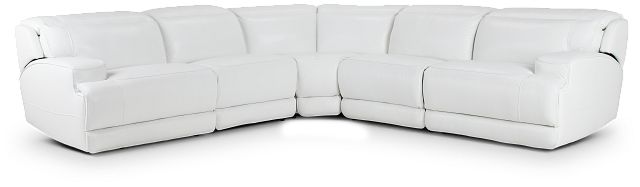 Reign White Lthr/vinyl Small Two-arm Power Reclining Sectional