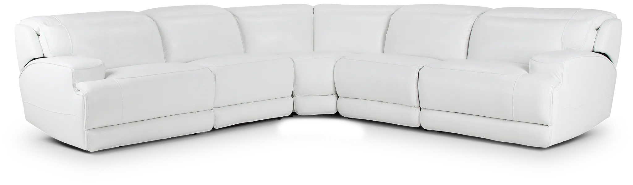 Reign White Lthr/vinyl Small Two-arm Power Reclining Sectional