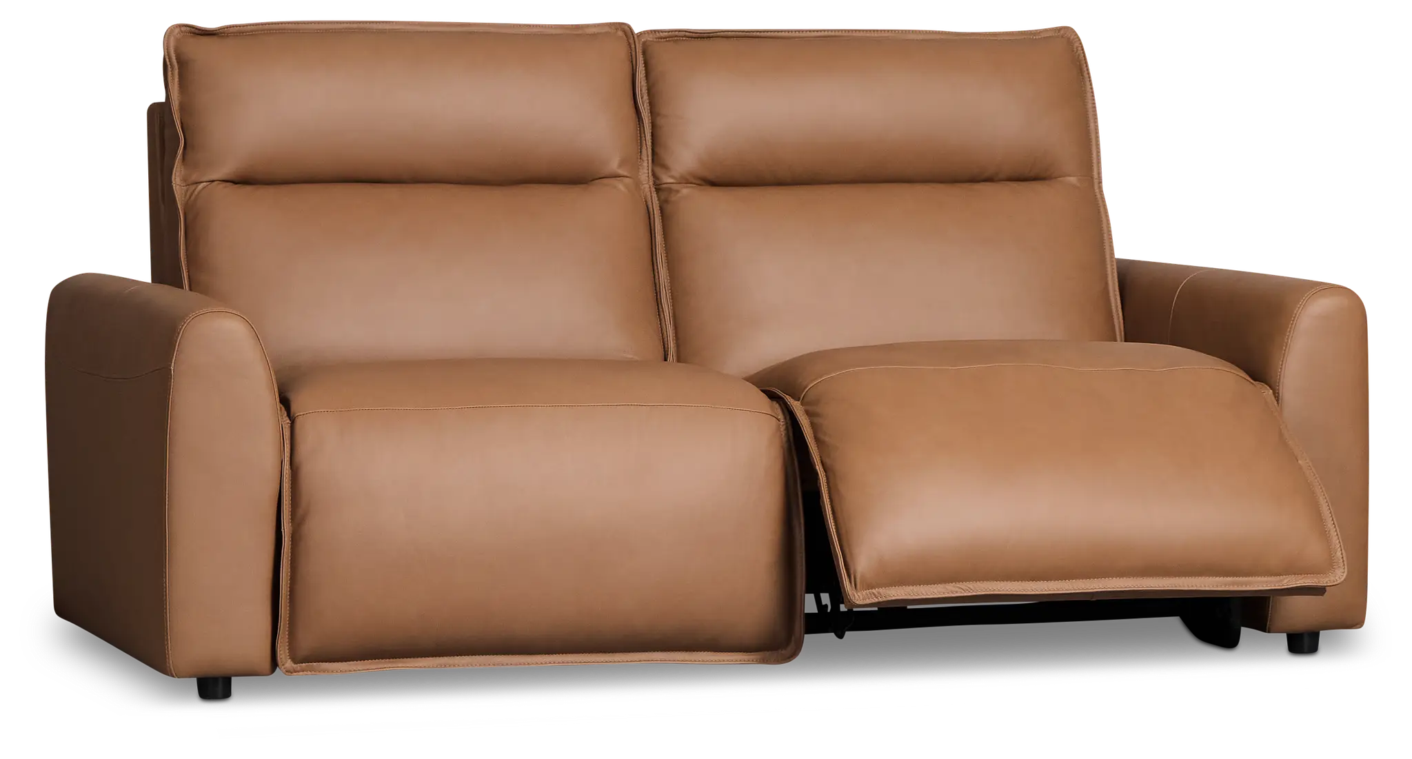 Edison Medium Brown Leather/Vinyl 2-piece Modular Power Reclining Sofa Edison Medium Brown Leather/Vinyl 2-piece Modular Power Reclining Sofa