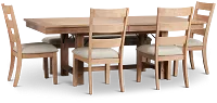 Park City Light Tone Rect Table With 4 Wood Side Chairs & Bench