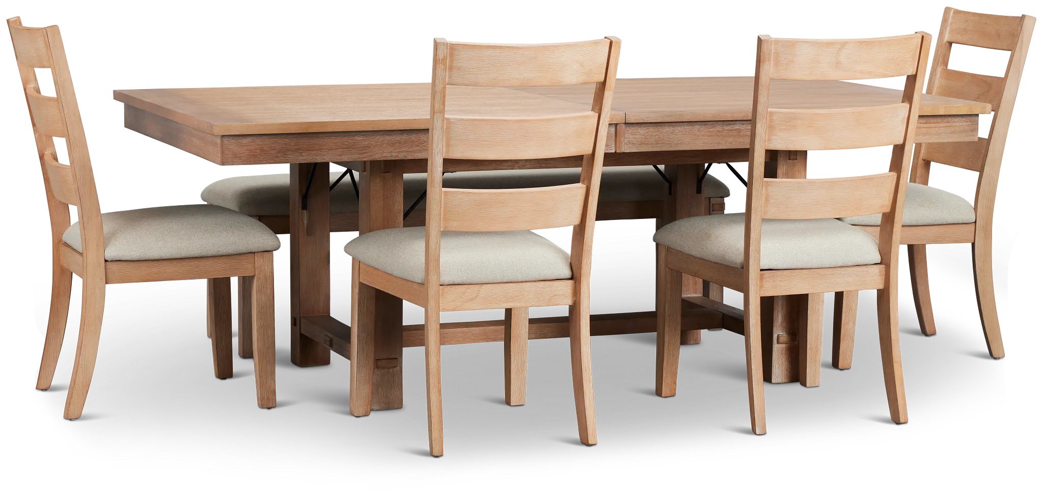 Park City Light Tone Rect Table With 4 Wood Side Chairs & Bench