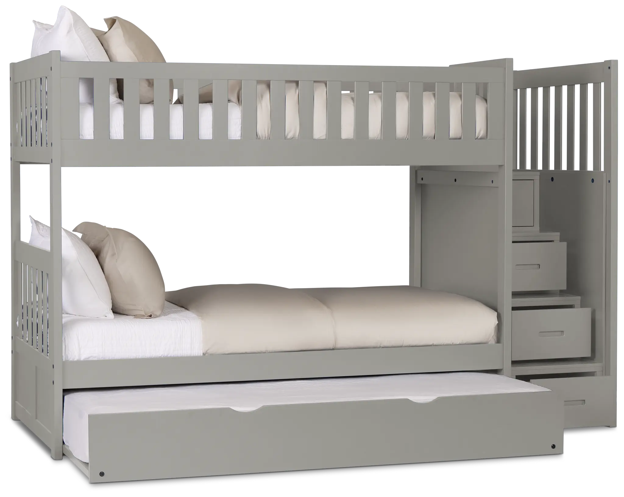 Charleston Gray Step Trundle Bunk Bed Charleston Gray Step Trundle Bunk Bed