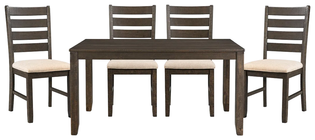 Clancy Mid Tone Table & 4 Upholstered Chairs
