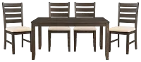 Clancy Mid Tone Table & 4 Upholstered Chairs