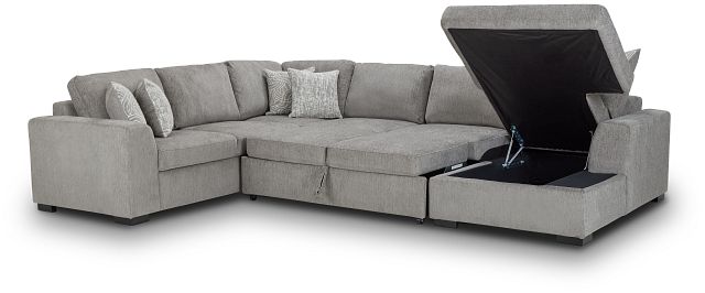 Blakely Gray Fabric Right Chaise Storage Sleeper Sectional