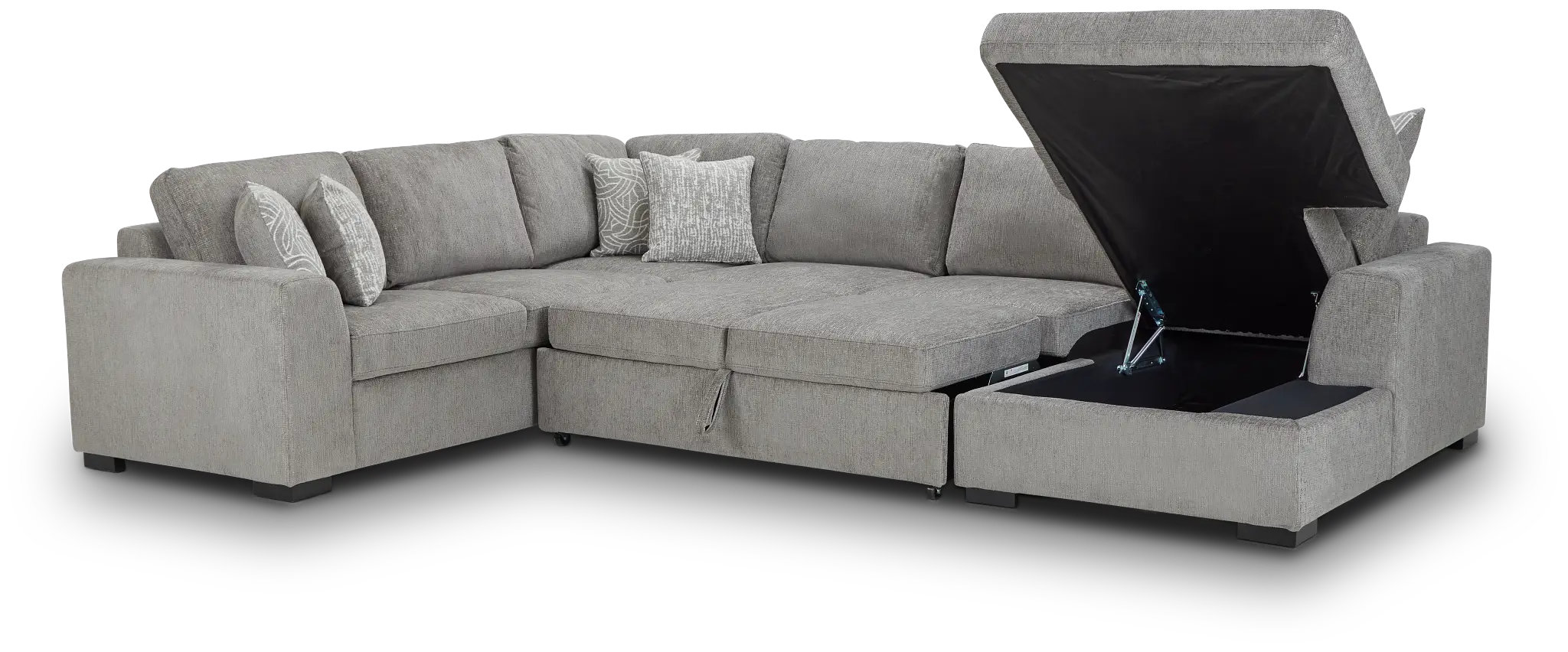 Blakely Gray Fabric Right Chaise Storage Sleeper Sectional Blakely Gray Fabric Right Chaise Storage Sleeper Sectional