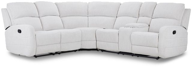 Piper Light Beige Fabric Medium Dual Reclining Sectional With Right Console