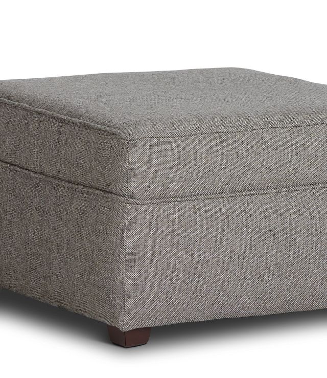 Asheville Brown Fabric Ottoman