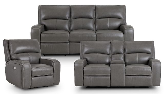 Asher Dark Gray Lthr/vinyl Power Reclining Living Room