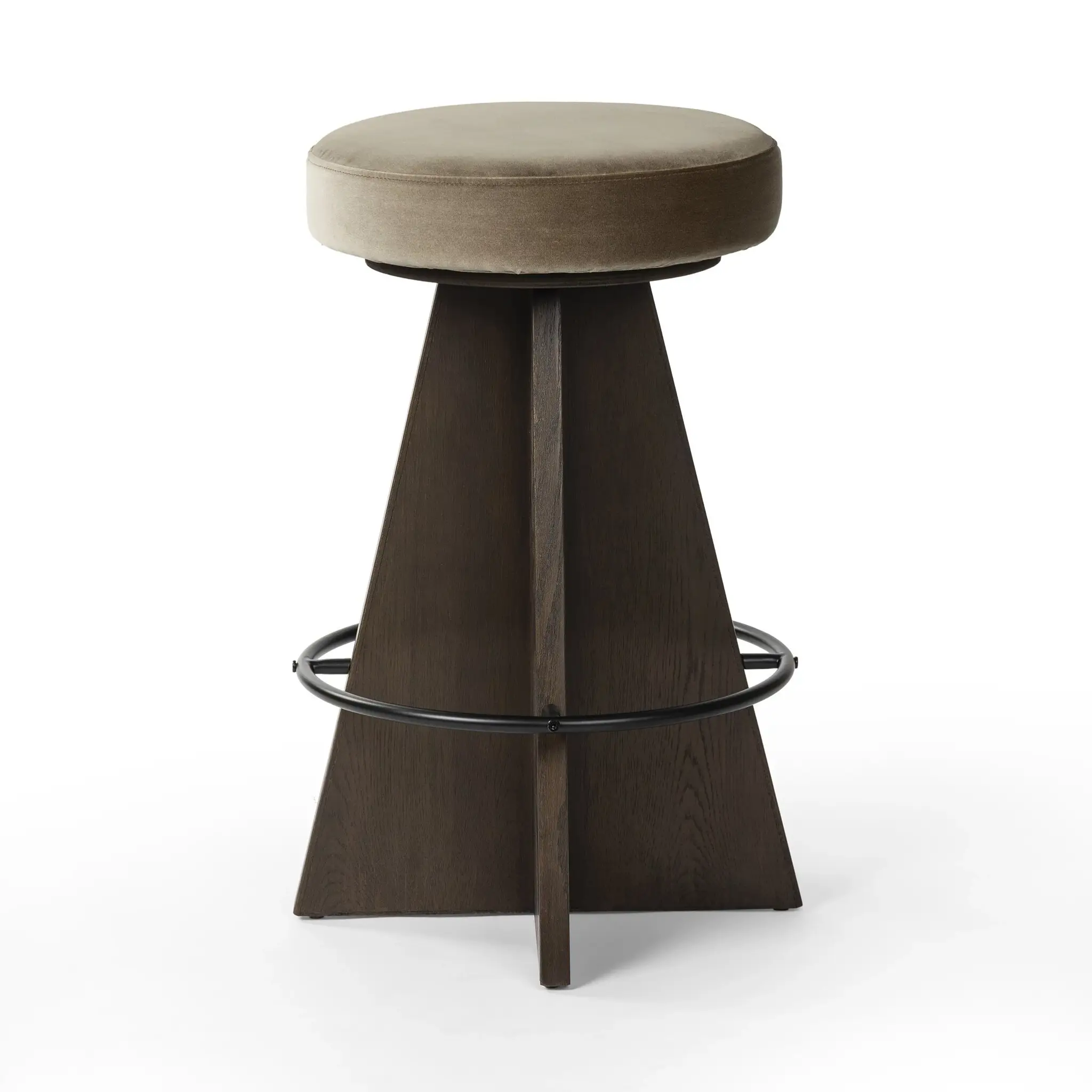 Stam Taupebackless 24" Upholstered Swivel Barstool Stam Taupebackless 24" Upholstered Swivel Barstool