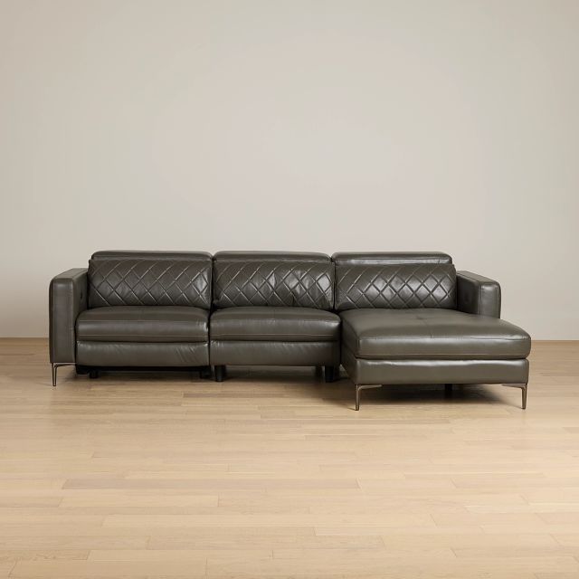 Ava Dark Gray Micro Right Chaise Power Reclining Sectional