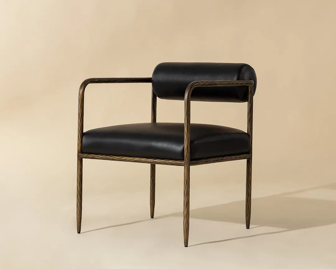 Ajan Black Leather Upholstered Arm Chair