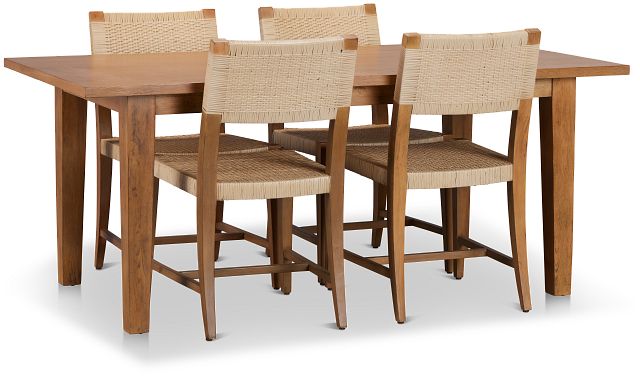 Avila Light Tone Rect Table & 4 Woven Chairs