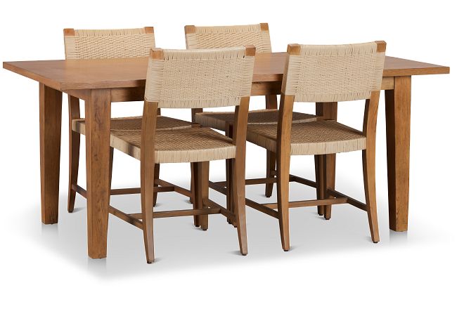 Avila Light Tone Rect Table & 4 Woven Chairs