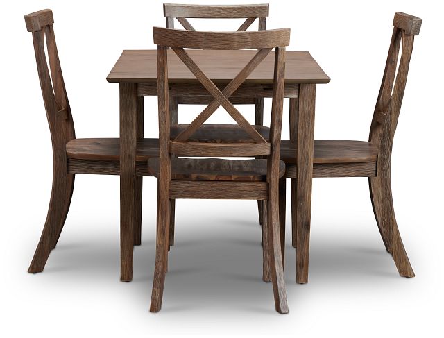Woodstock Light Tone Drop Leaf Rectangular Table & 4 Wood Chairs (3)