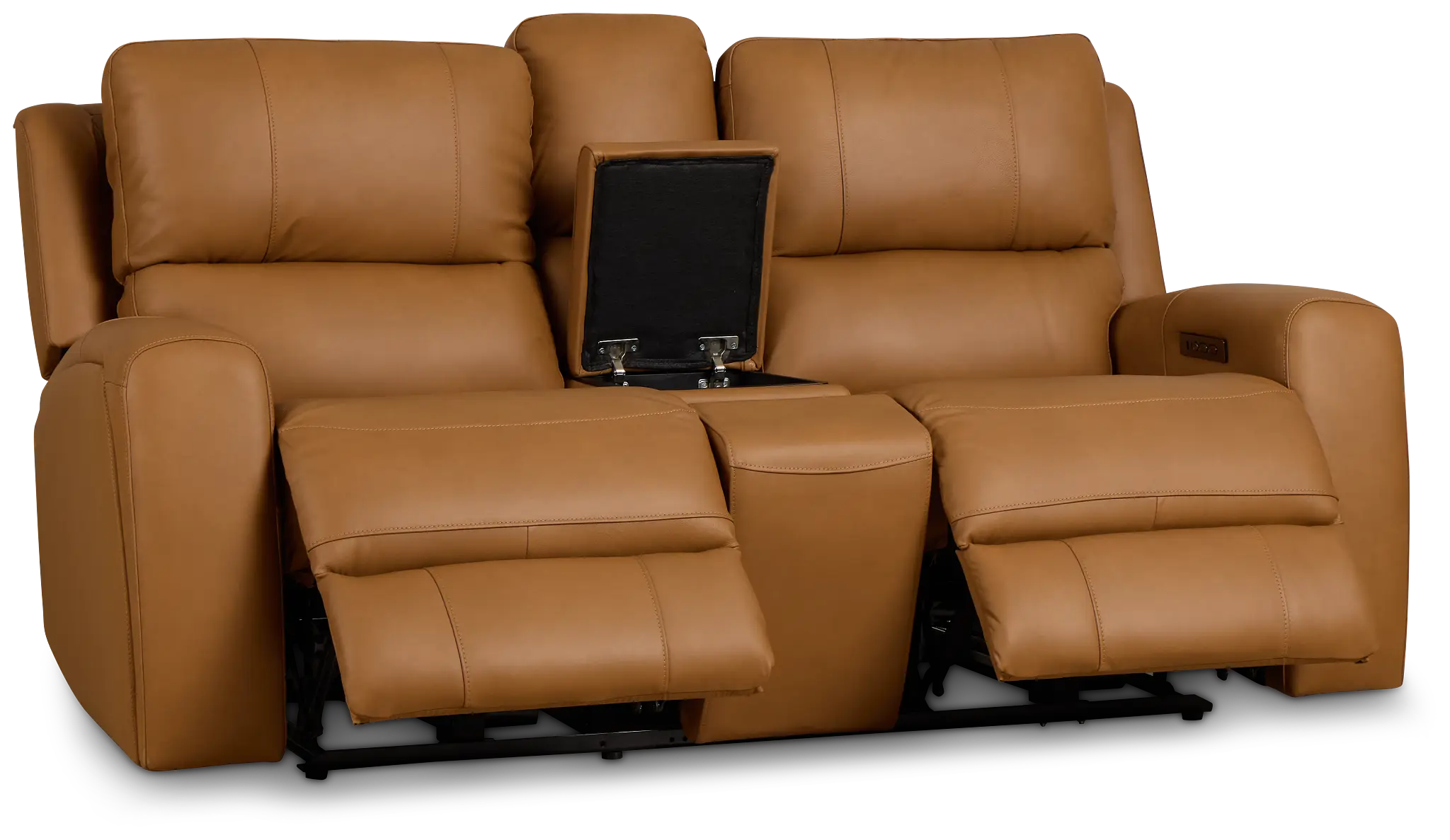 Summit Light Brown Lthr/vinyl Power Reclining Console Loveseat W/ Power Headrest Summit Light Brown Lthr/vinyl Power Reclining Console Loveseat W/ Power Headrest