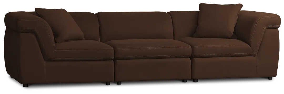 Aria Dark Brown Micro 3-piece Modular Sofa