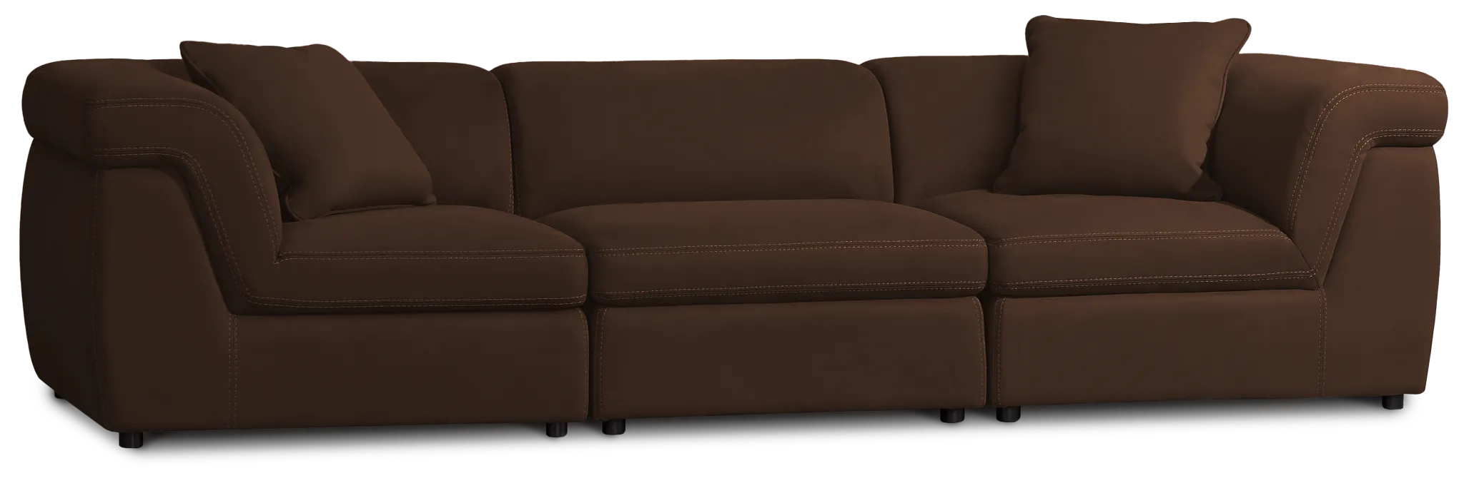 Aria Dark Brown Micro 3-piece Modular Sofa