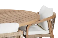 Laguna Light Tone Round Table & 4 White Cushioned Chairs