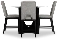 Oxford Glass High Table & 4 Upholstered Barstools