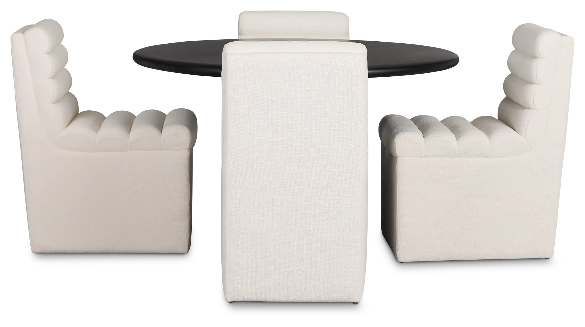 Soho Black Round Table & 4 Upholstered Chairs Soho Black Round Table & 4 Upholstered Chairs