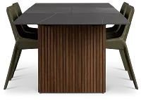 Wayne Two-tone Stone Rectangular Table & 4 Dark Green Upholstered Chair