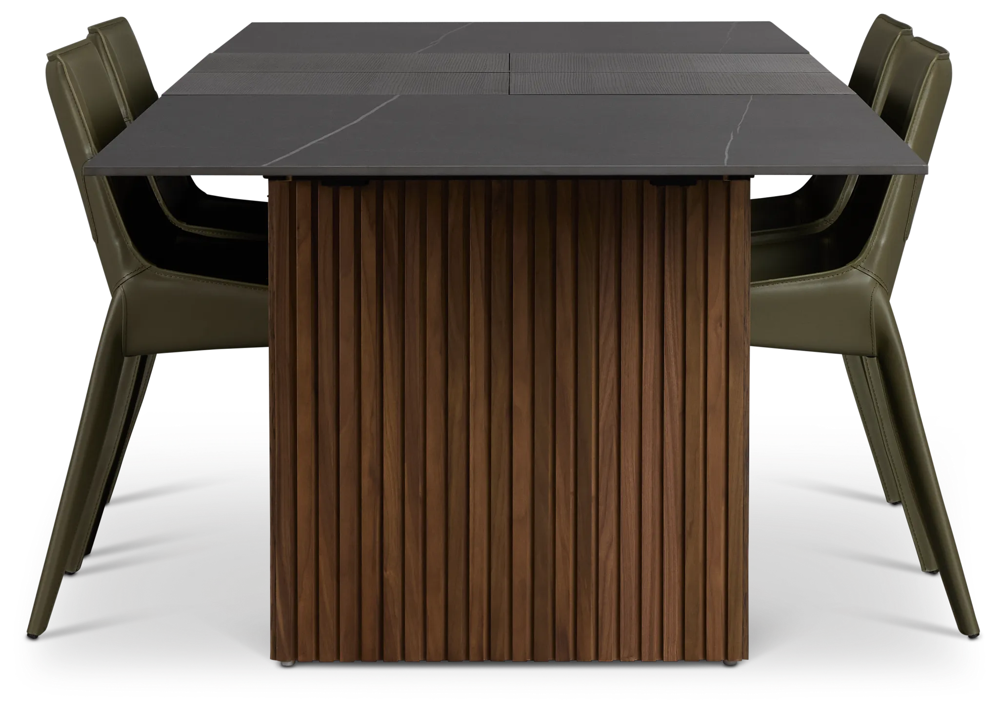 Wayne Two-tone Stone Rectangular Table & 4 Dark Green Upholstered Chair