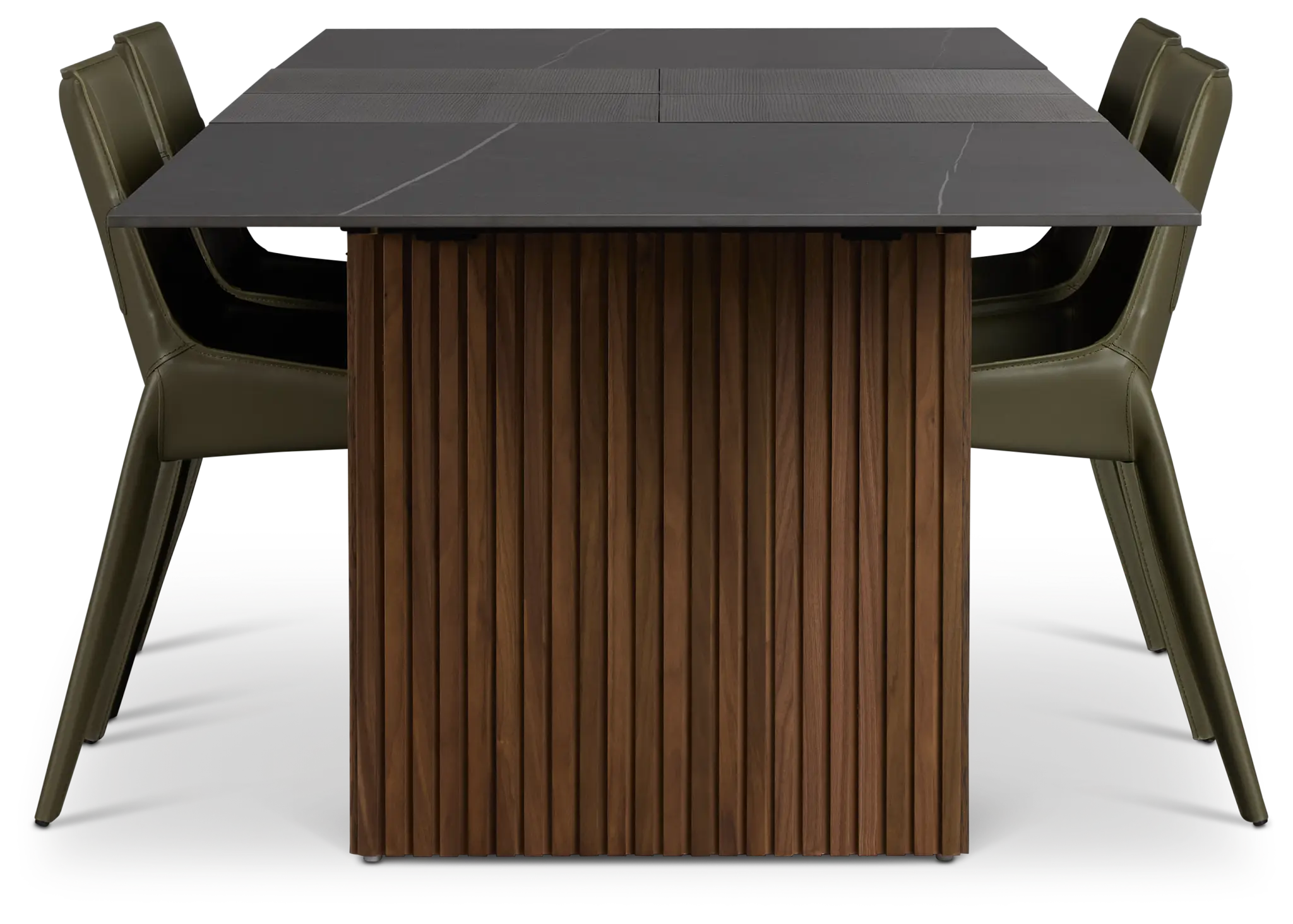 Wayne Two-tone Stone Rectangular Table & 4 Dark Green Upholstered Chair Wayne Two-tone Stone Rectangular Table & 4 Dark Green Upholstered Chair