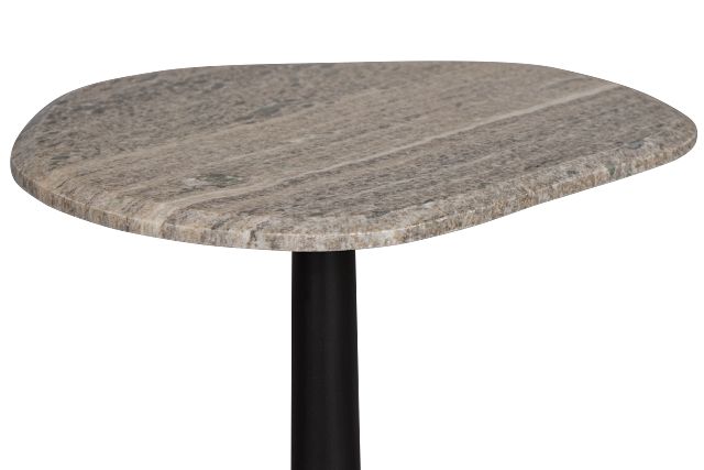 Lital Black Stone Accent Table